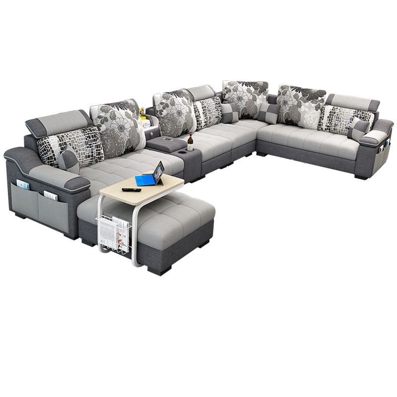 Sloped Arms Pillowed Back Cushions Sectionals Sofas for Living Room