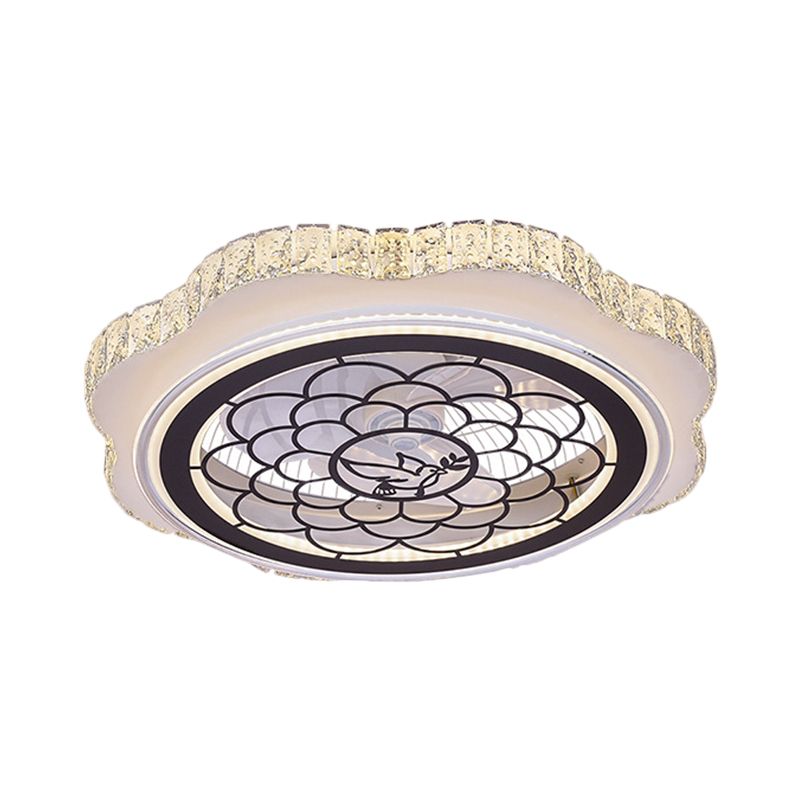 Sonnenblumen/Pflaumenblüten/Sternmuster Hanging Lüfter Licht moderne rechteckige Kristalle 23,5 "W LED White Semi-Flush Mount