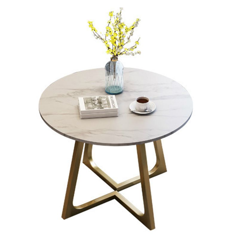 Moderner Stil Sintered Stone Esstisch runder Tisch mit doppelter Sockelbasis