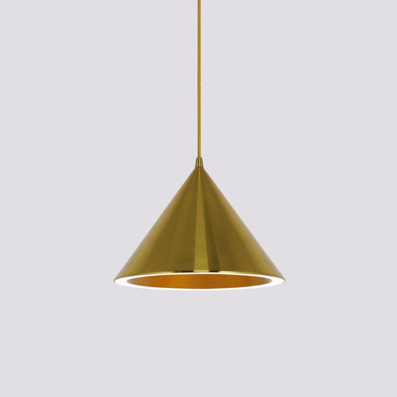 Post-Modern Minimalism Tapered Pendant Light Gold Metal 1-Light Pendant Lighting for Bedroom