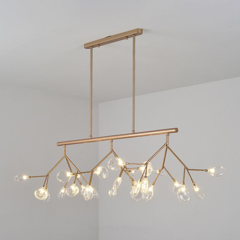 Luz de la isla de Firefly creativa moderna Luz colgante de hierro forjado Sputnik con sombra acrílica