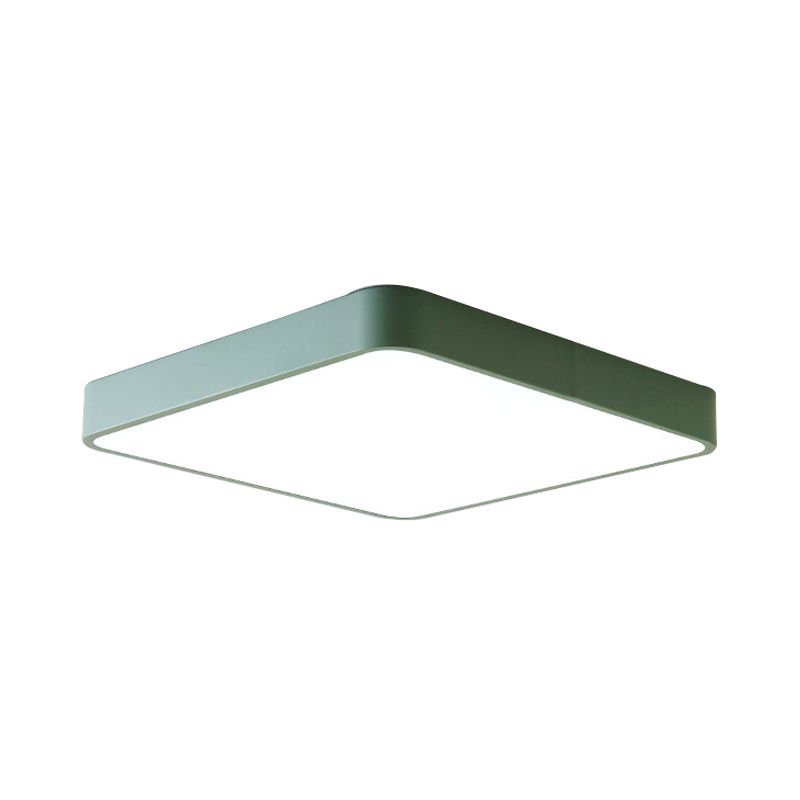 16"/19.5"/23.5" Wide Square Ceiling Fixture Modern Metal Yellow/Green LED Flush Mount Lamp in White/Warm