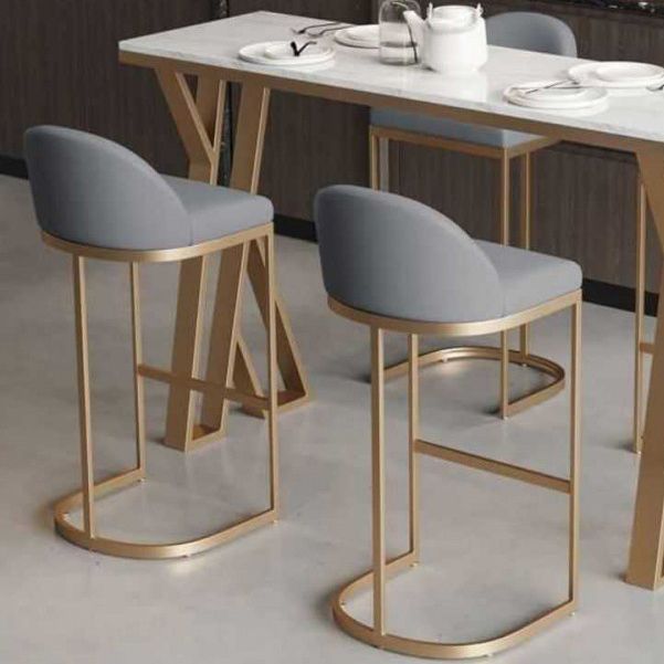 Glam Bucket Dining Stools Low Back Bar Stools with Gold Metal Base