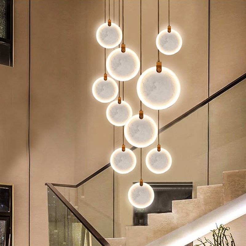 Lámpara colgante de piedra de forma colgante de 1 luz de estilo moderno en blanco