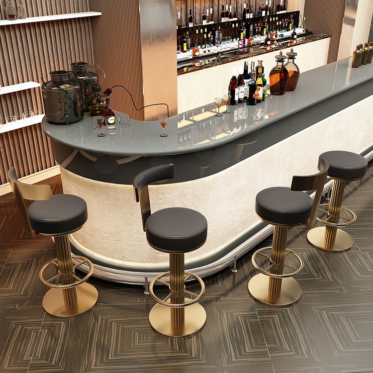 Glam Leather Bar Stool Adjustable Gold Base Counter Stool for Bristol