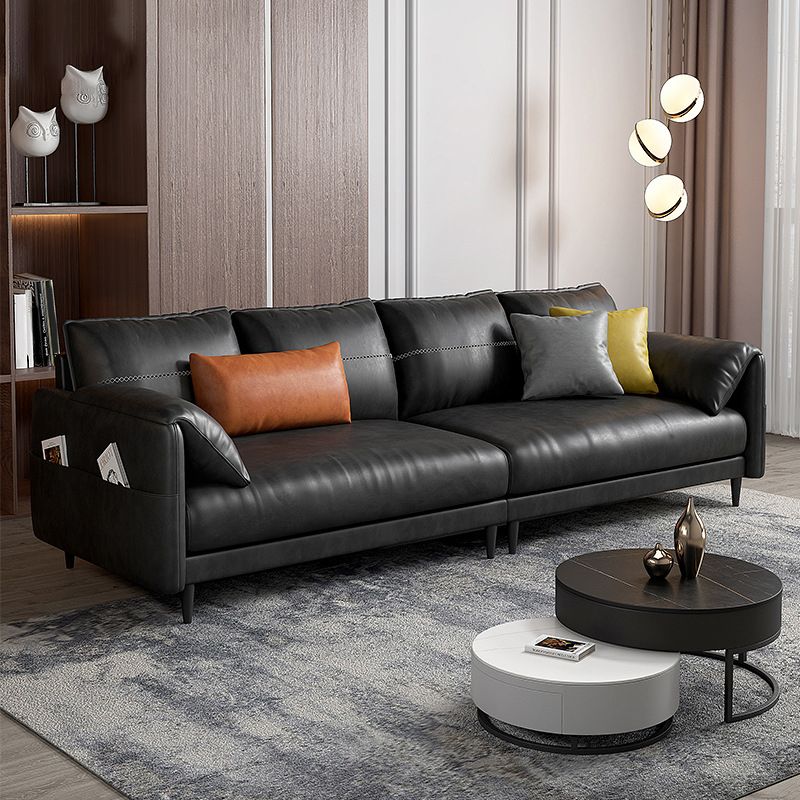 Dark Gray Faux Leather Sofa/Sectionals with Wear-Resistant and Storage