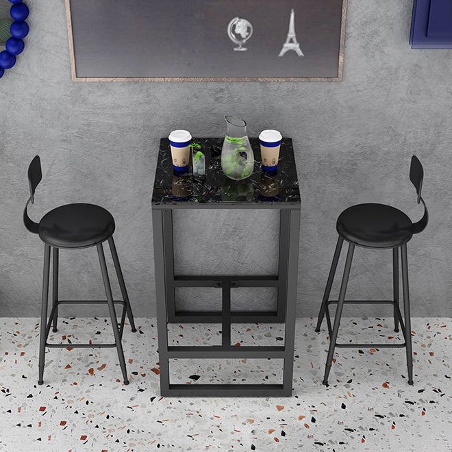 Stone Bar Dining Table Contemporary Bar Table with Trestle Base