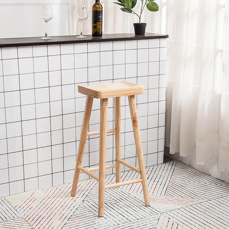 Modern Saddle Seat Counter Bar Stool Solid Wood Footrest Counter Stool