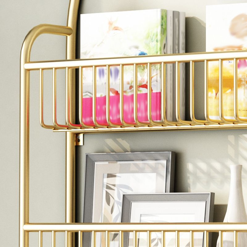 Wall Mounted Standard Bookshelf Metal Shelves Included Bookcase in Gold