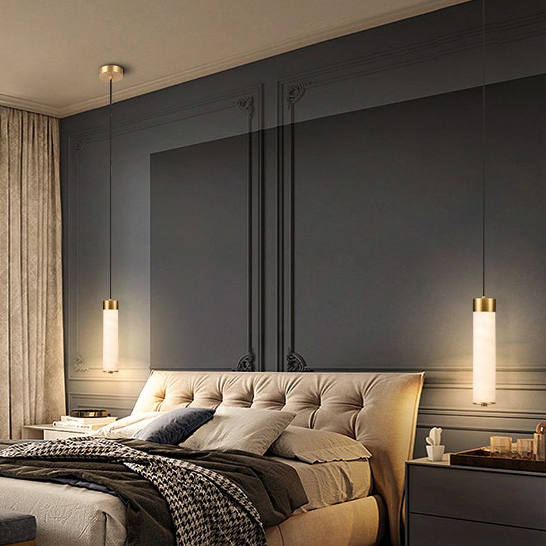 Pendulum a forma di pipa in marmo Minimalismo 1 testa a sospensione bianca per camera da letto