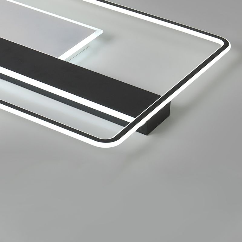 Geometric Semi Flush Mount Ceiling Light Modern Style Aluminium Semi-Flush Light en noir et blanc