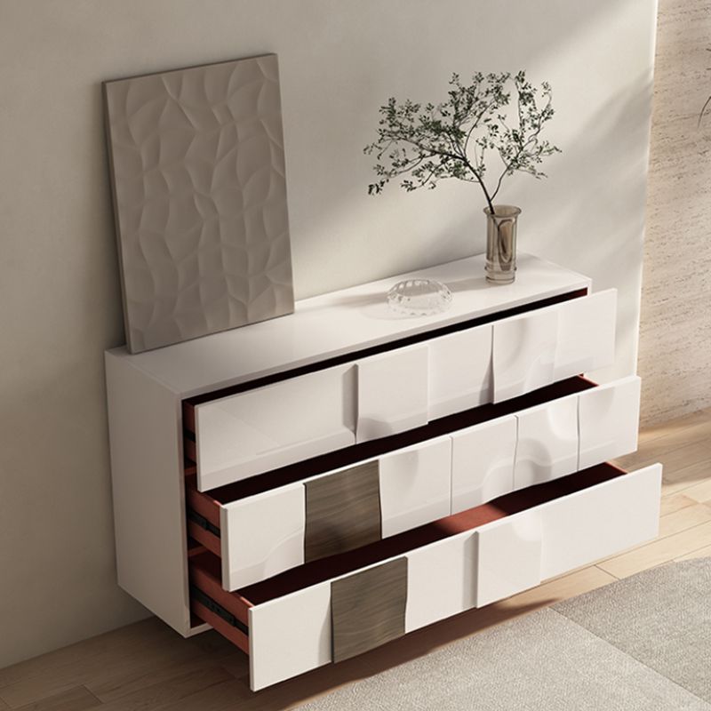 Contemporary Horizontal Double Dresser White/Gray Storage Dresser for Home
