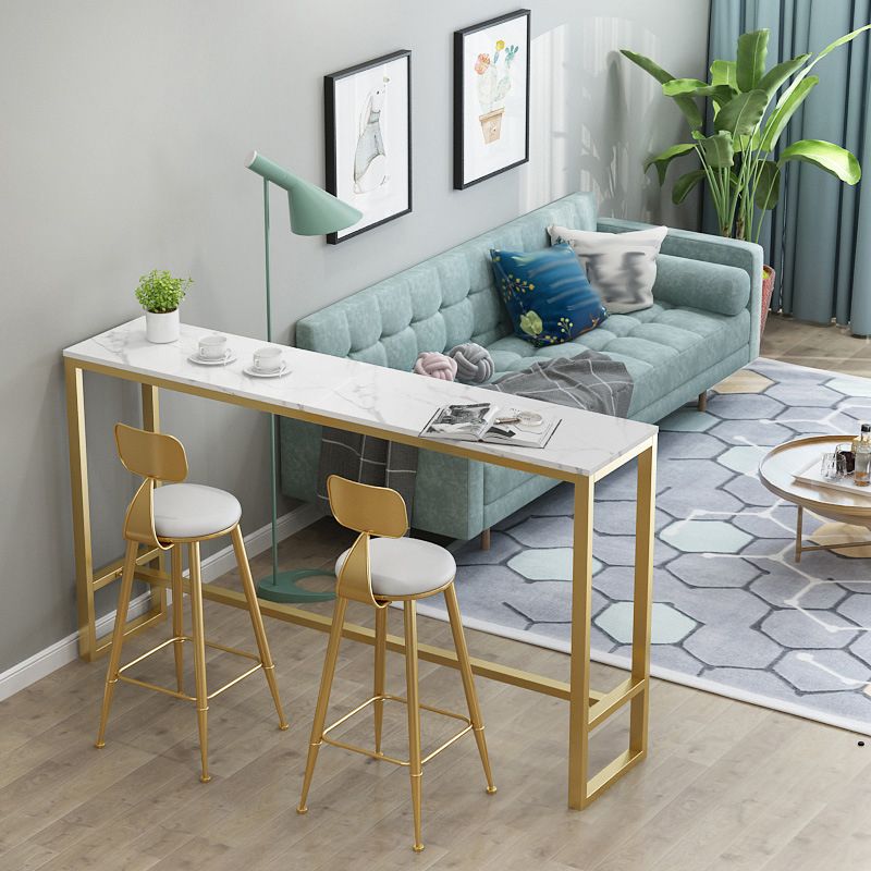 Glam Style 1/2/3 Pieces Bar Table Set Rectangle Bar Table with Metal High Stools for Home