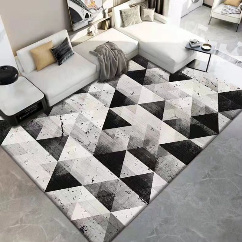 Brown Triangle Rug Polyester Modern Rug Washable Rug for Living Room