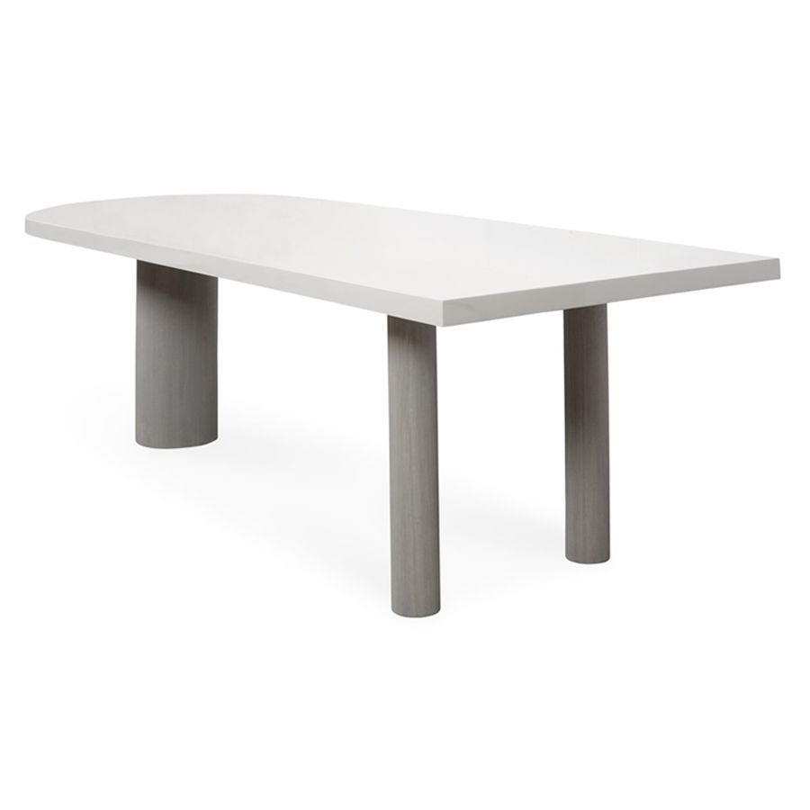 Mesa de comedor contemporánea de madera sólida Mesa de forma de madera de pino para la cocina
