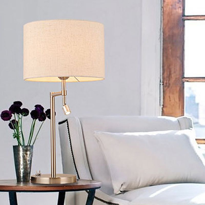 Étude de tambour traditionnel Lumière 1 éclairage d'éclairage en tissu léger dans le nickel pour la chambre avec base