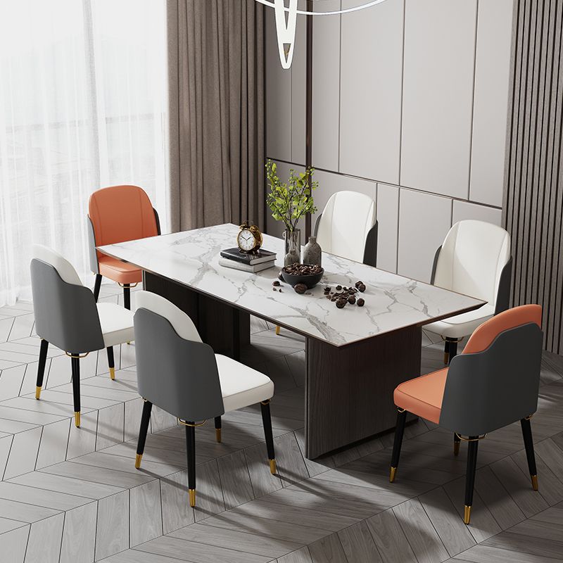 Silla de comedor de madera de estilo nórdico, sillas de comedor sin brazos de cuero PU para uso doméstico