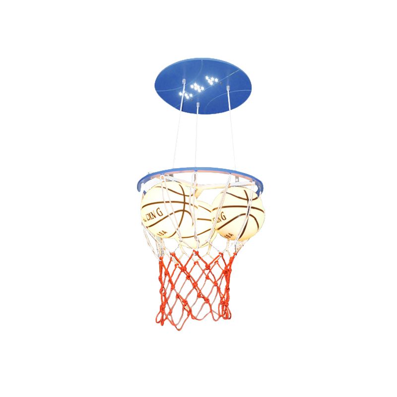 Glazen basketbal hanger lichte jongens slaapkamer 3 lichten sportstijl hanglamp