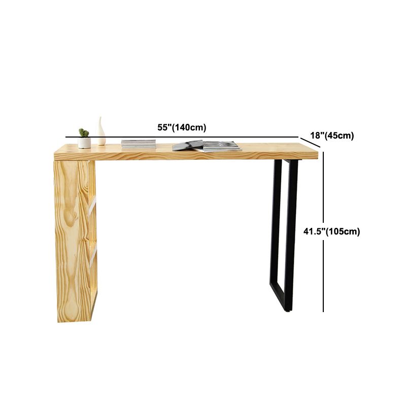 Modern 3-shelf Bar Table Rectangle Solid Wood Bistro Bar Table in Natural