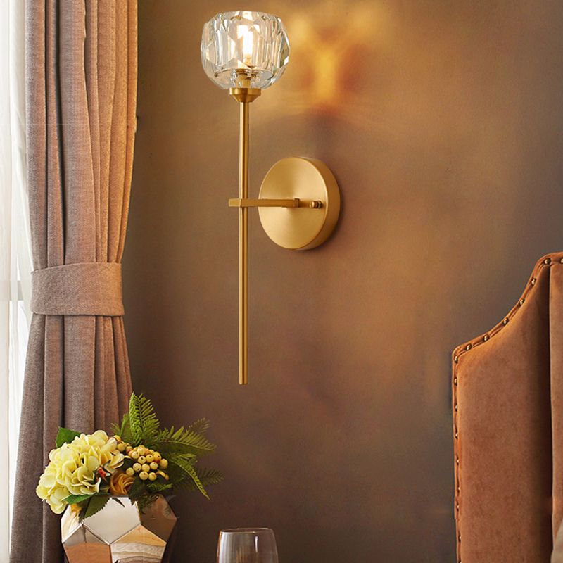 Modern Metal Wall Light Globe Gold Wall Sconce with Crystal for Living Room