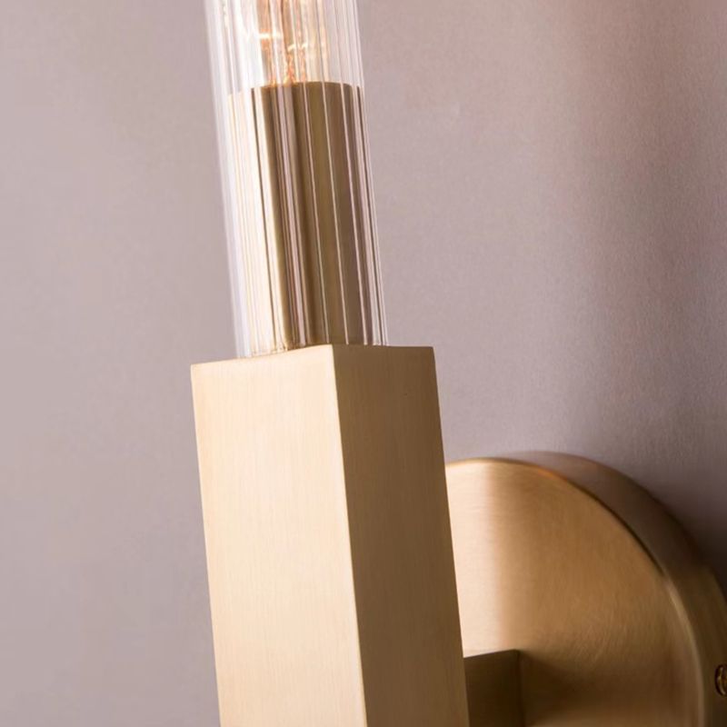 Metal and Glass Bath Sconce 1 / 2 - Light Post Modern Bathroom Vanity Lighting