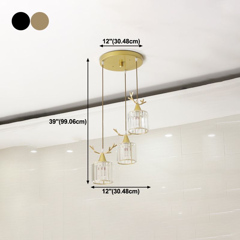 Cylinder Shape Hanging Lights Modern Style Crystal Hanging Light Fixtures
