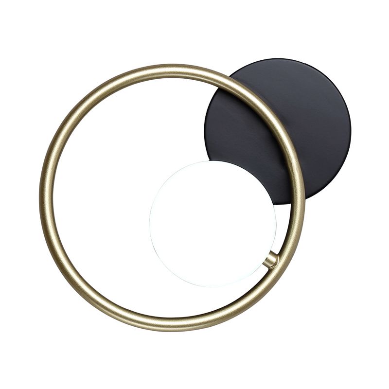 Gouden en zwarte ring wand gemonteerd licht postmodern 1-licht metallic sconce lamp armatuur