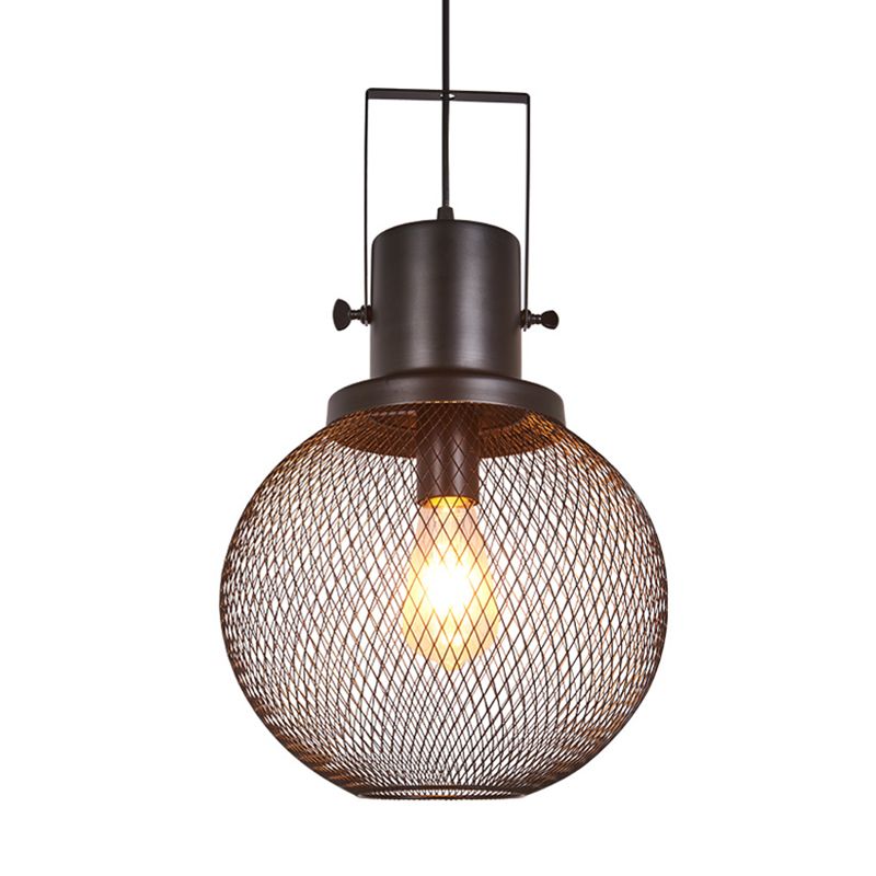 Black 1 Lampada leggera Lampada Antique Metal Globe Aitura del soffitto per sala da pranzo