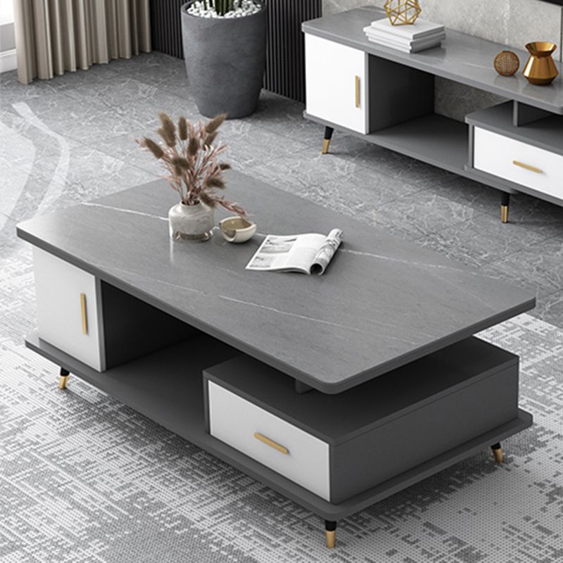 4 Legs Base Design Wood-based Material Square Grey/white Coffee Table