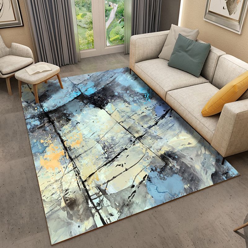 Punky Abstract Print Rug Multi-Color Modern Style Rug Synthetics Non-Slip Backing Machine Washable Pet Friendly Rug for Home Deco