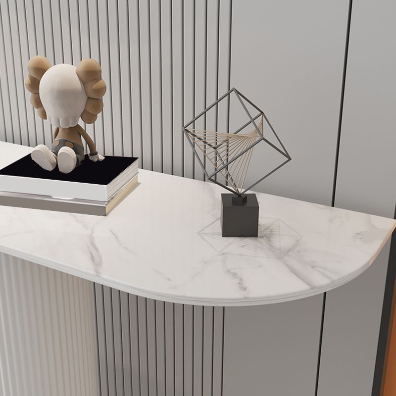 Contemporary Half Moon Top Accent Table with Golden Iron Base