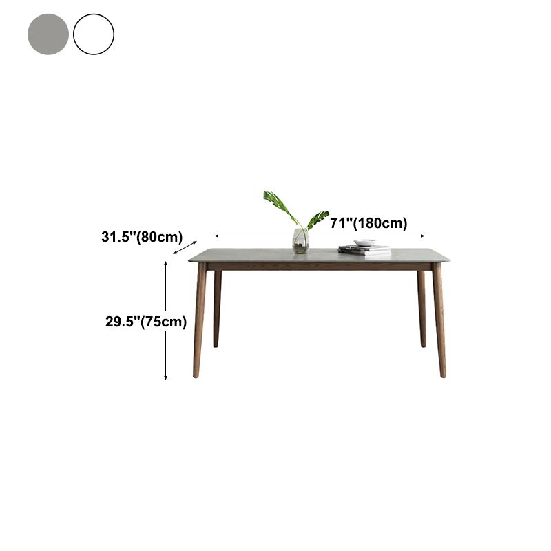 Sintered Stone Rectangle Dining Table Medieval Modern Table with Wooden 4 Legs