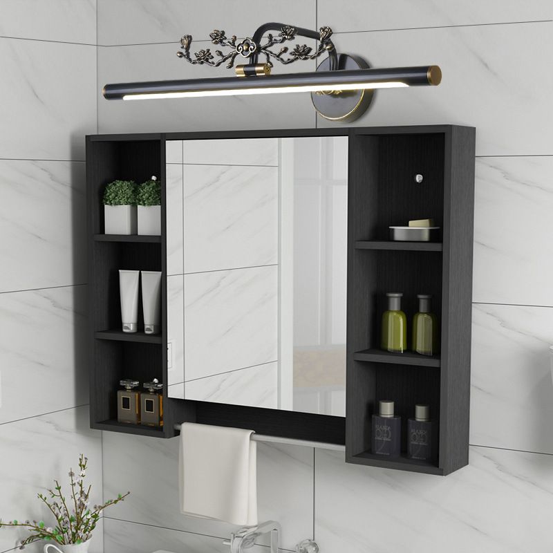 Elongated Vanity Lighting Traditional 14"/18"/23" W LED Metal Sconce Light Fixture for Bathroom in Black/Antique Brass