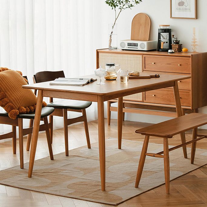 Mesa de comedor de madera maciza rectángulo Mesa interior de cocina moderna con 4 patas