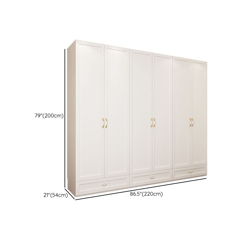 White Hinged Wardrobe Cabinet Engineered Wood Wardrobe Armoire