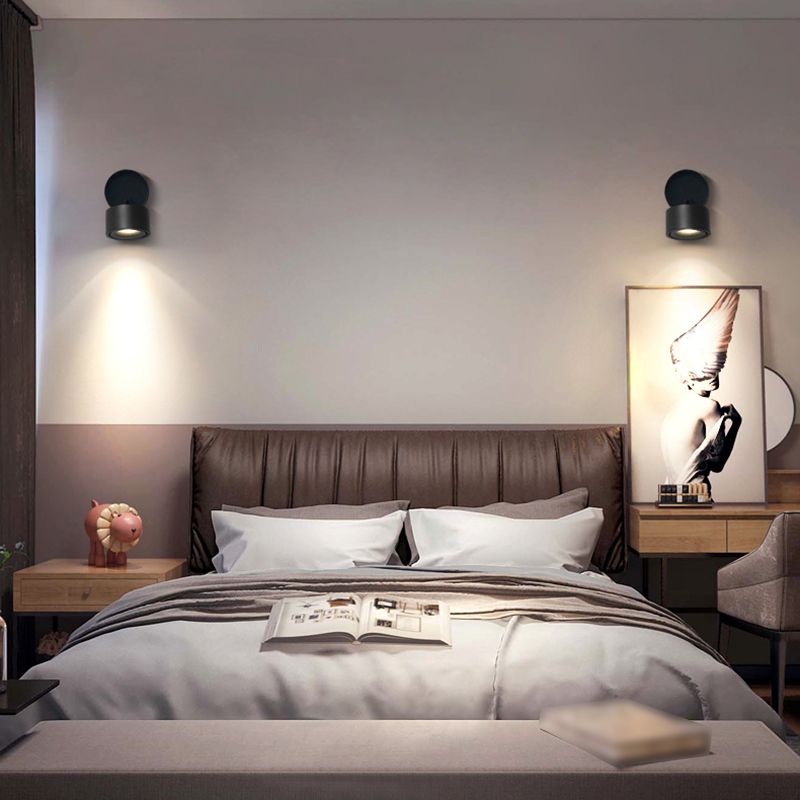 Modern Simple Aluminum Wall Light Cylinder Shape Rotatable Wall Lamp for Living Room