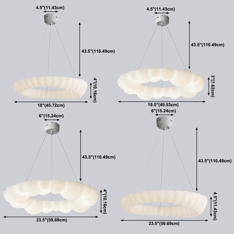 Circle Metal Ceiling Hanging Light Nordic Style LED White Ceiling Pendant Light