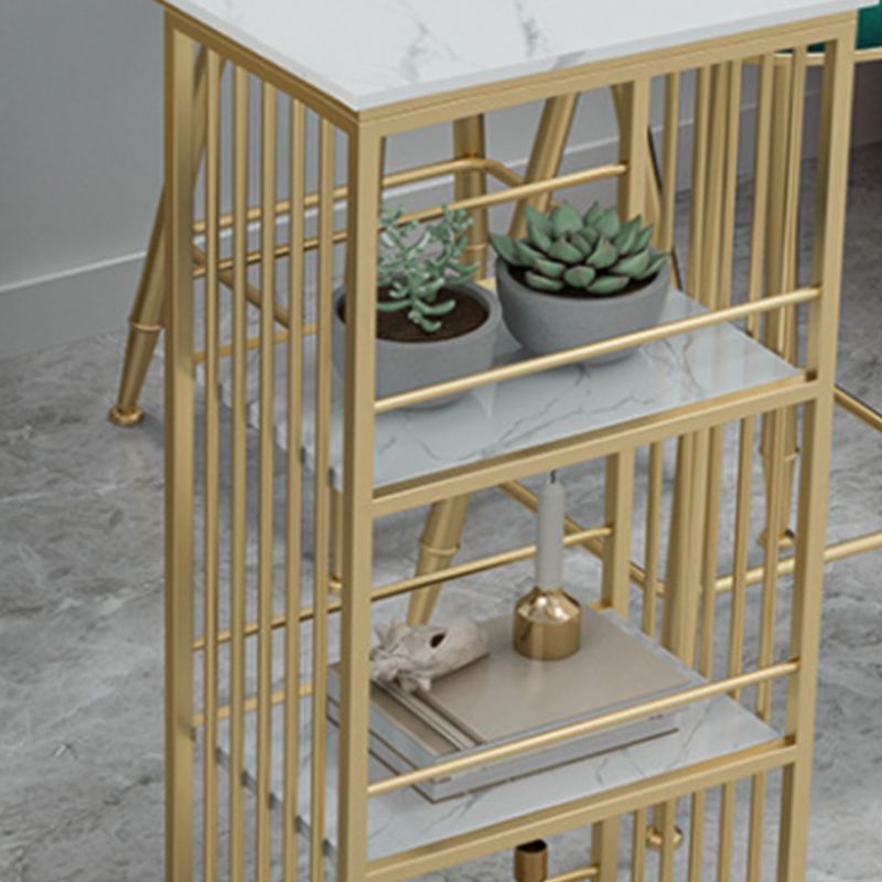 1/4 Pieces Luxurious Rectangle Pub Table Set Marble Counter Table Set with High Stools