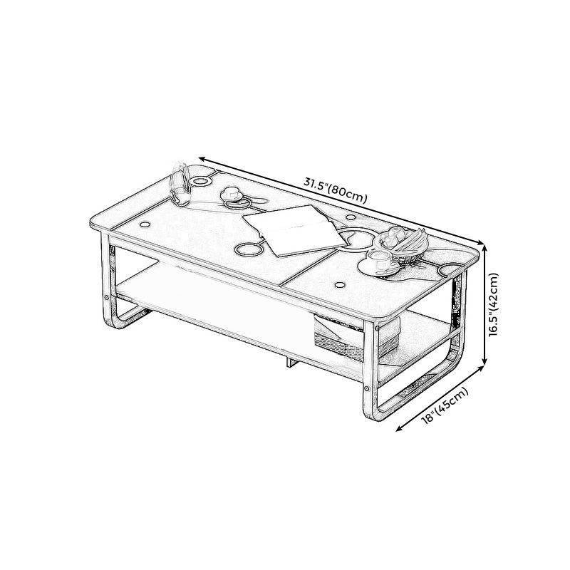 16.5"H Modern Solid Mental Base Black /Gold/white Rectangular Coffee Table