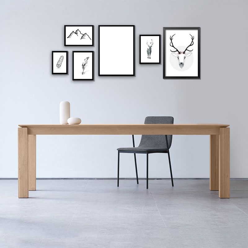 Mesa de comedor rectangular Mesa fija moderna de madera maciza con 4 patas