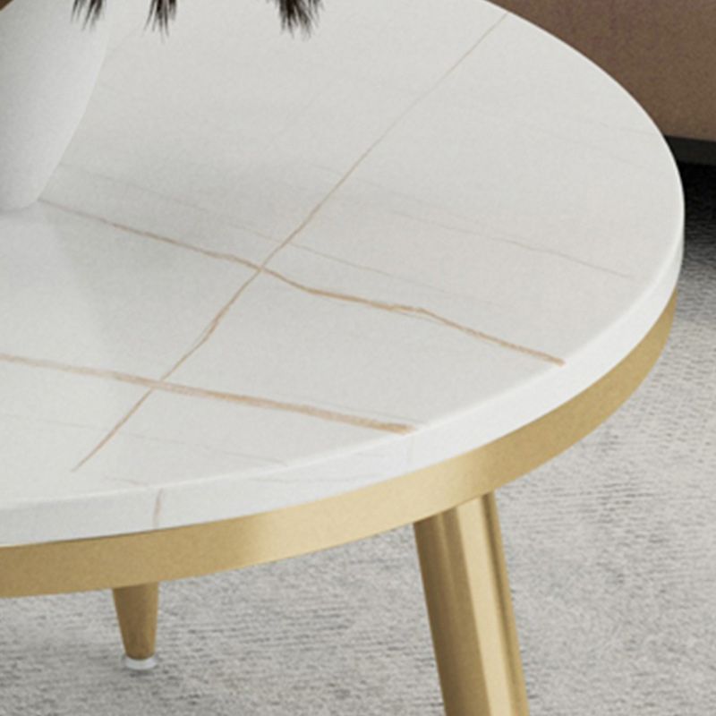 17"H Contemporary Coffee Table Round Stone Coffee Cocktail Table