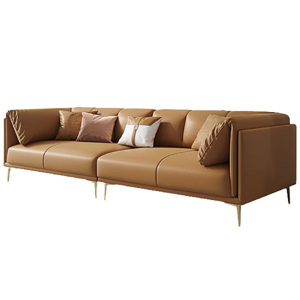 Modern Leather Pillow Top Arm Sofa Cushions Standard Sofa in Oragne