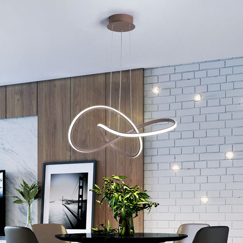 Lampadino a soffitto metallizzato a soffitto metallico contemporaneo da 21 "/25" lampada a sospensione marrone a LED in luce calda/bianca
