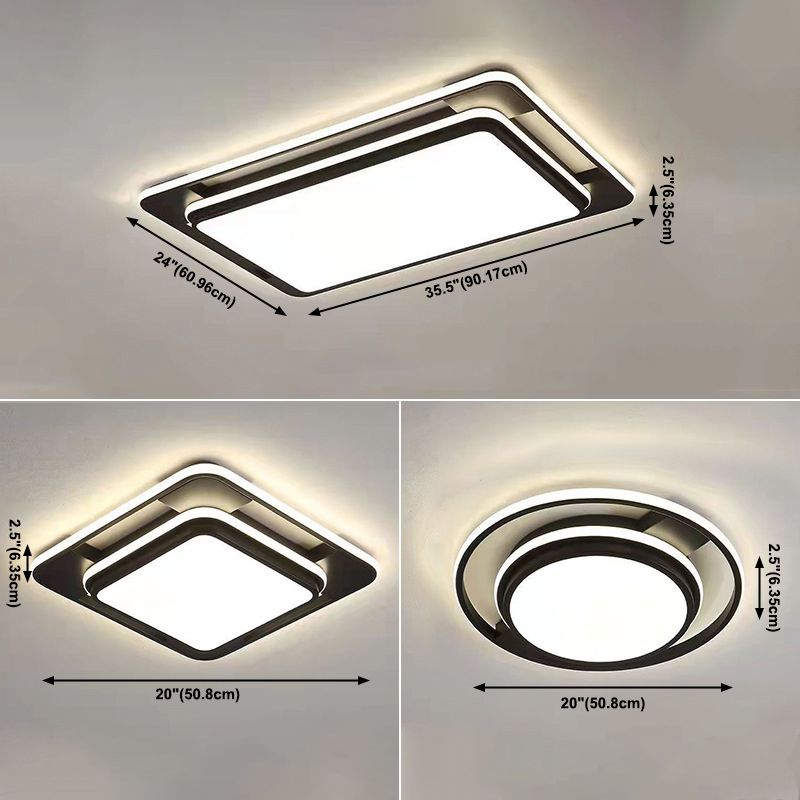 Black Modern Style Flush Ceiling Lights 1-Light Geometric Acrylic Flush Mount Fixture