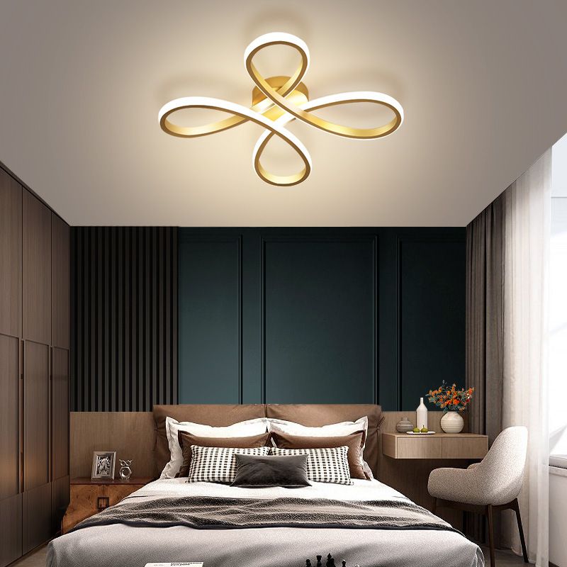 Metal Floral Ceiling Mounted Fixture Simple Style Ceiling Flush in Gold