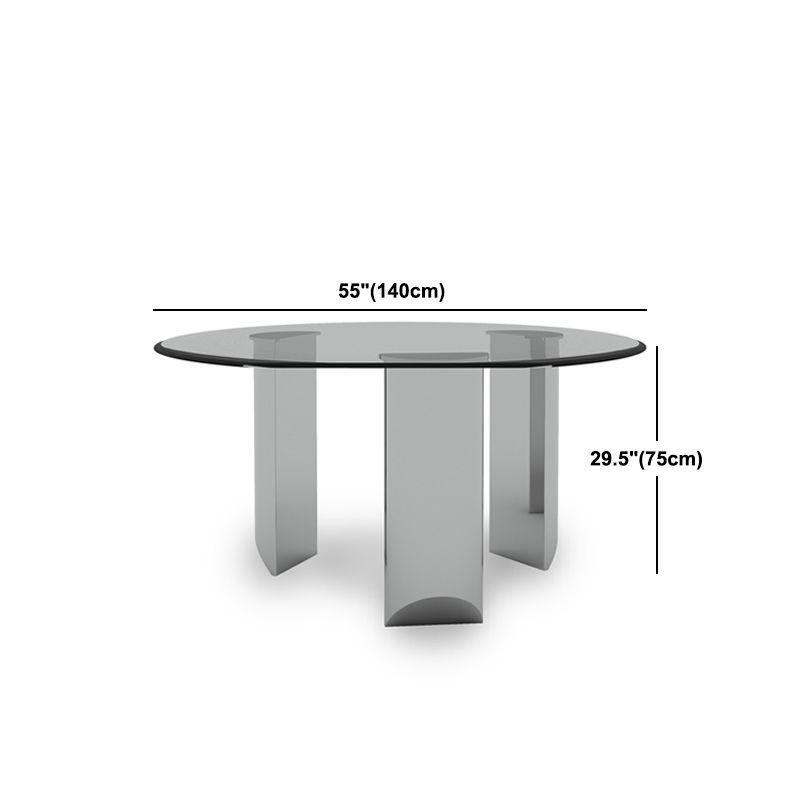 Contemporary Dining Table Round Tempered Glass Top Dinner Table for Home Kitchen Dinner