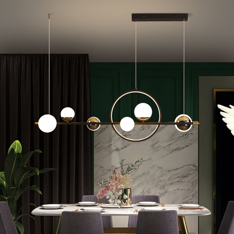 44" Length Contemporary Style LED Island Light 7-Lights Minimalism Design Dining Room Hanging Lighting Fixture