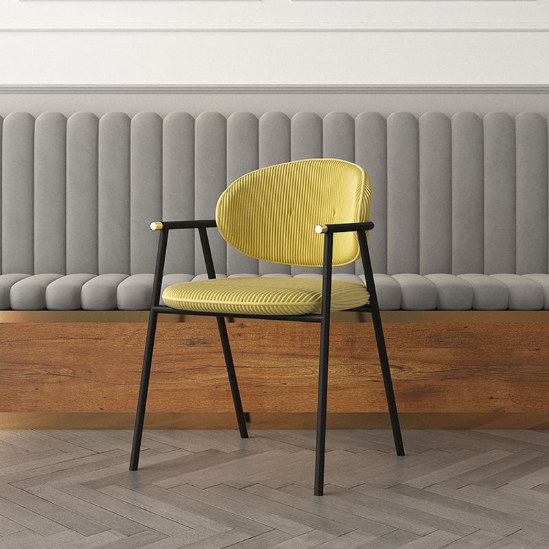 Contemporary Kitchen Dining Arm Chair Black Legs Open Back Dining Chair