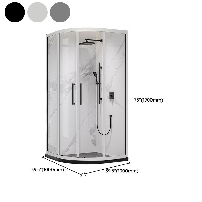 Neo-round 304 Stainless Steel Shower Kit Clear Double Sliding Shower Enclosure