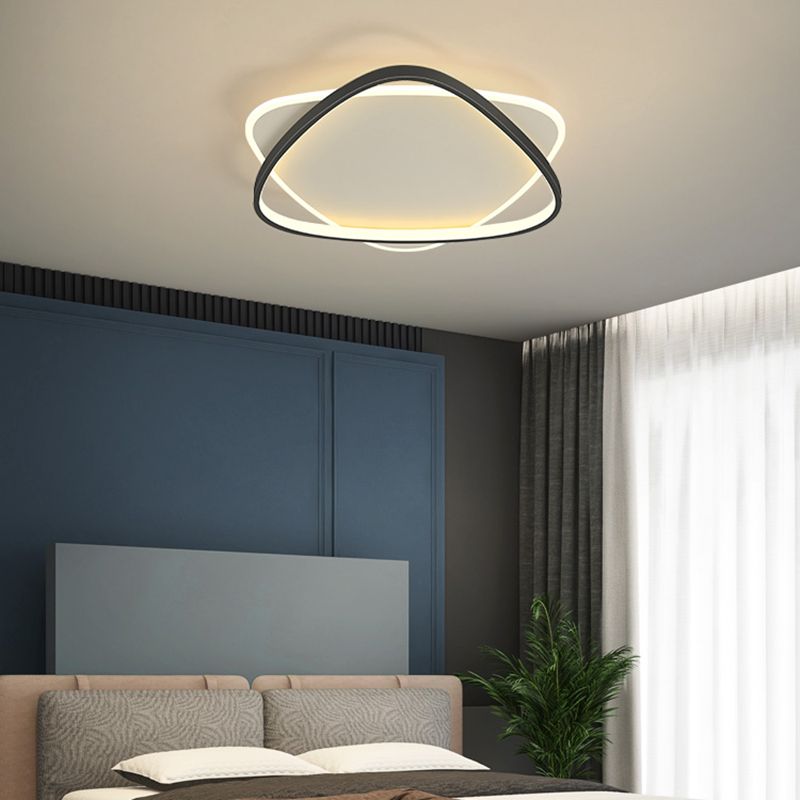 Plafonnier LED noir et blanc de style moderne, plafonnier géométrique en fer avec abat-jour en acrylique